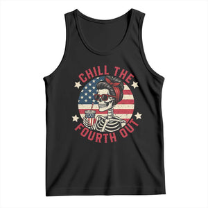 Retro Skeleton 4th of July Tank Top Chill The Fourth Out Funny Patriotic American Flag TS02 Black Print Your Wear