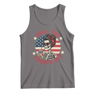 Retro Skeleton 4th of July Tank Top Chill The Fourth Out Funny Patriotic American Flag TS02 Deep Heather Print Your Wear