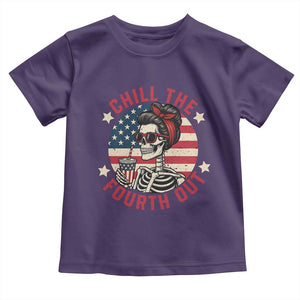 Retro Skeleton 4th of July Toddler T Shirt Chill The Fourth Out Funny Patriotic American Flag TS02 Purple Print Your Wear