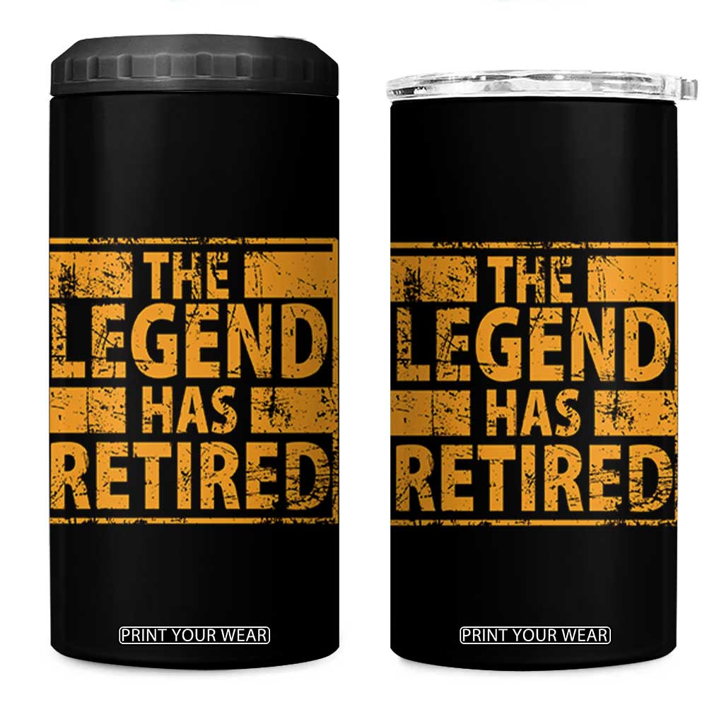 Retro The Legend Has Retired 4 in 1 Can Cooler Tumbler Retirement Gifts TS10 One Size: 16 oz Black Print Your Wear