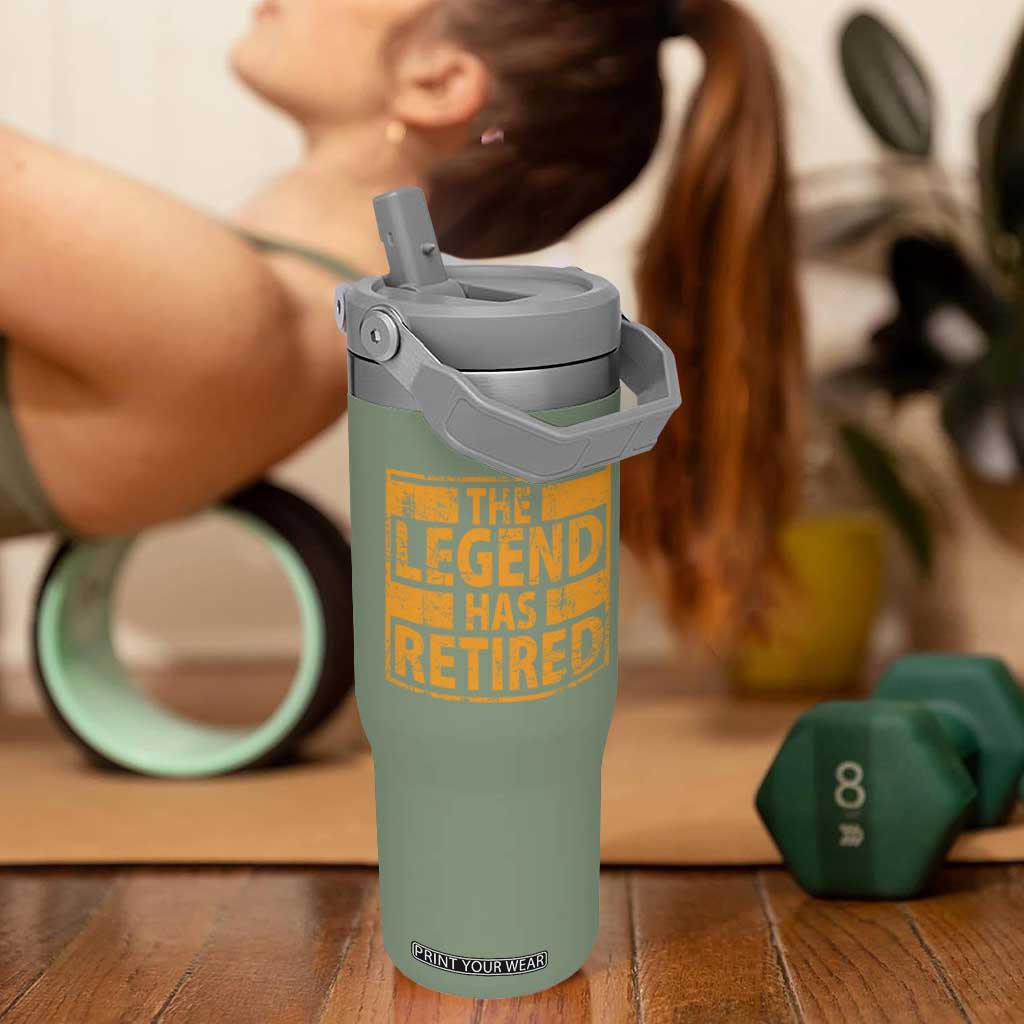 Retro The Legend Has Retired Flip Straw Tumbler Retirement Gifts TS10 One Size: 30 oz Moss Green Print Your Wear