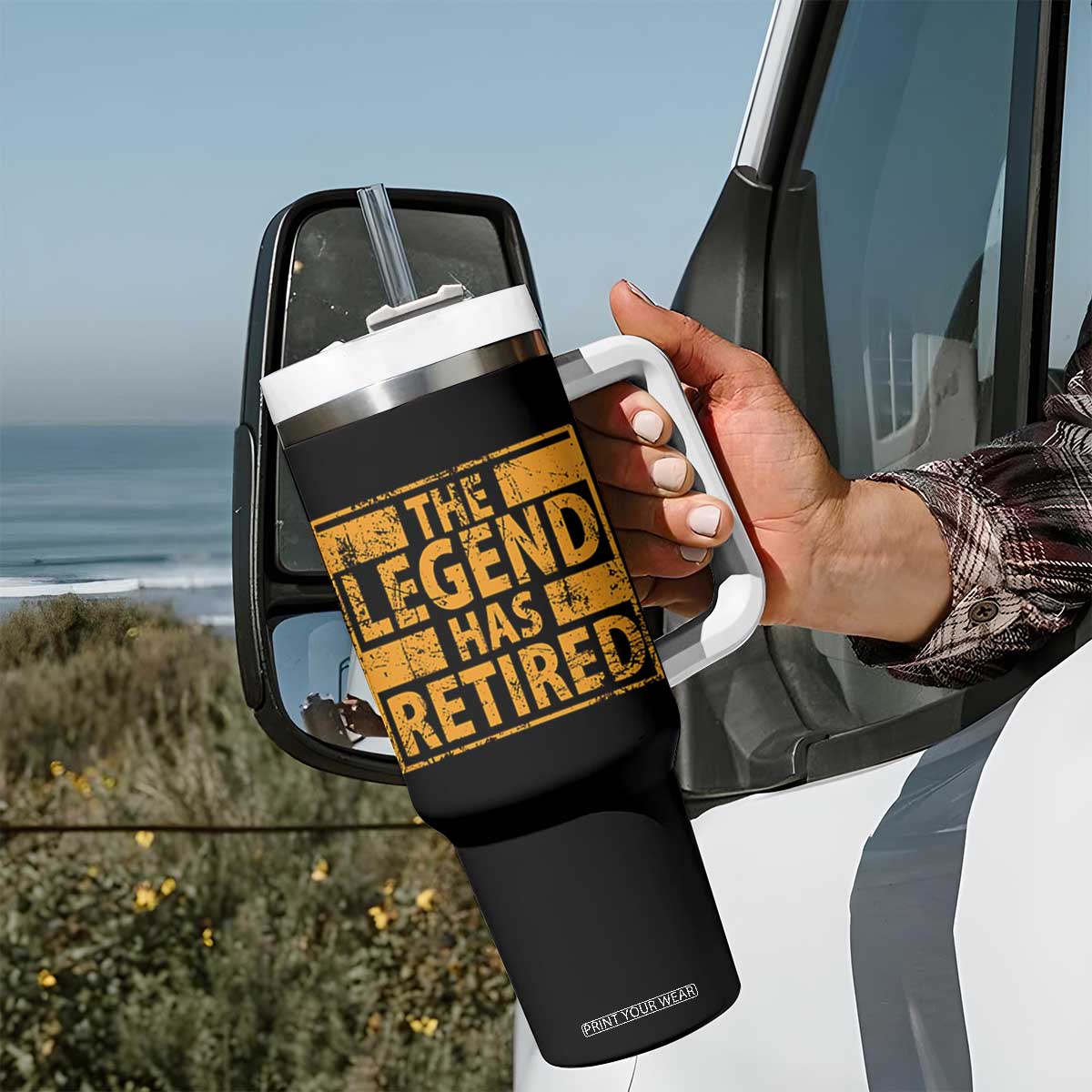 Retro The Legend Has Retired Tumbler With Handle Retirement Gifts TS10 Print Your Wear