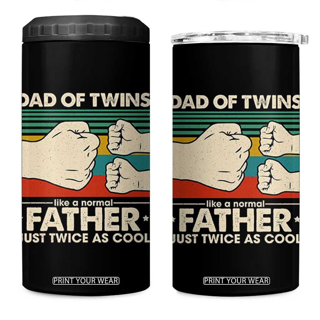 Retro Twin Dad 4 in 1 Can Cooler Tumbler Like A Normal But Just Twice As Cool TS10 One Size: 16 oz Black Print Your Wear
