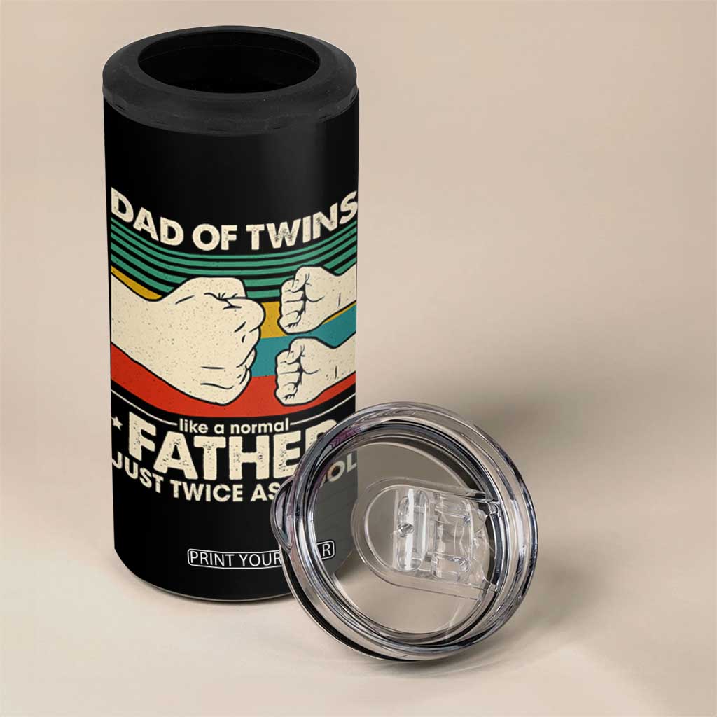 Retro Twin Dad 4 in 1 Can Cooler Tumbler Like A Normal But Just Twice As Cool TS10 Print Your Wear