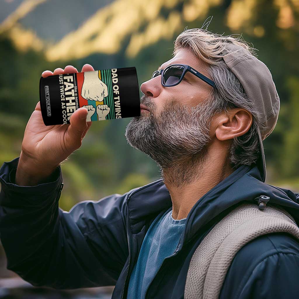 Retro Twin Dad 4 in 1 Can Cooler Tumbler Like A Normal But Just Twice As Cool TS10 Print Your Wear