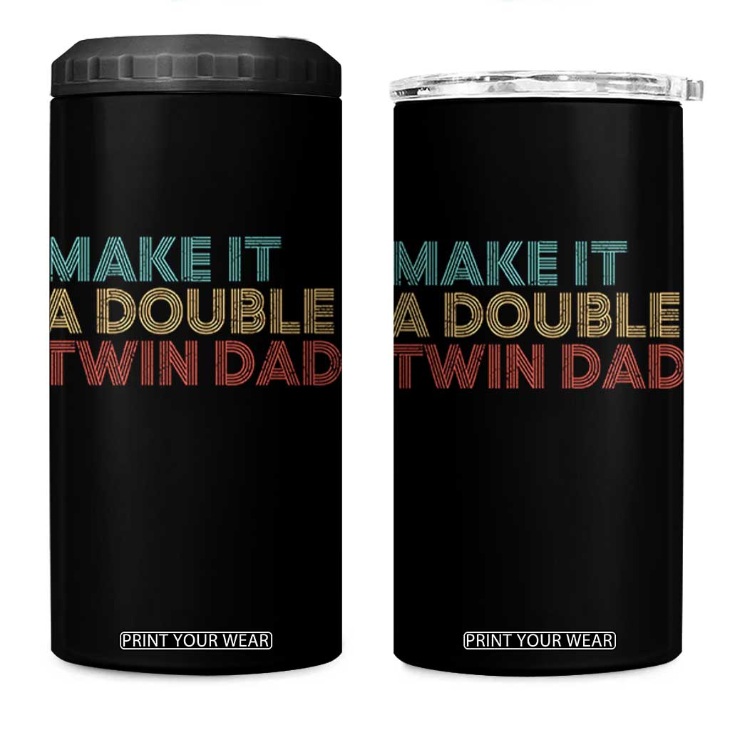 Retro Twin Dad 4 in 1 Can Cooler Tumbler Make It A Double Funny Fathers Day TS10 One Size: 16 oz Black Print Your Wear