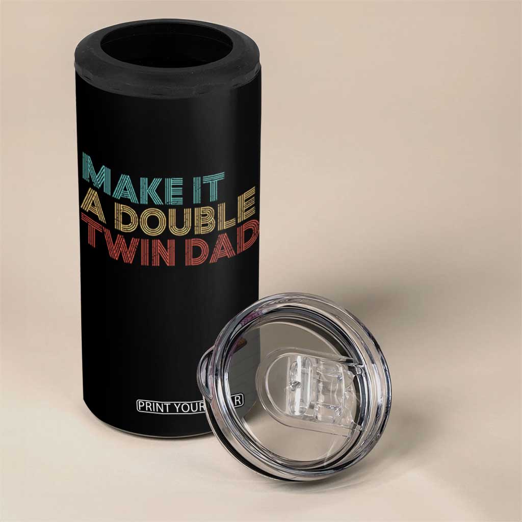 Retro Twin Dad 4 in 1 Can Cooler Tumbler Make It A Double Funny Fathers Day TS10 Print Your Wear