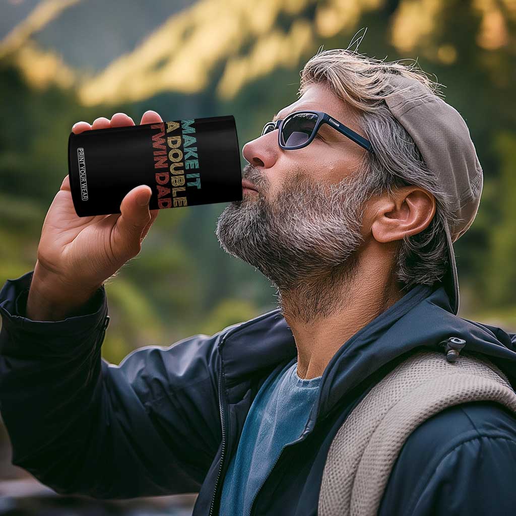 Retro Twin Dad 4 in 1 Can Cooler Tumbler Make It A Double Funny Fathers Day TS10 Print Your Wear