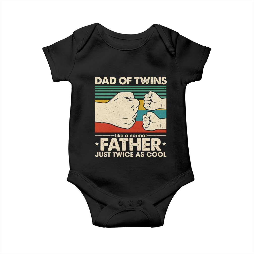 Retro Twin Dad Baby Onesie Like A Normal But Just Twice As Cool TS10 Black Print Your Wear
