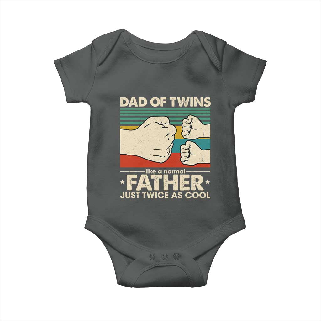 Retro Twin Dad Baby Onesie Like A Normal But Just Twice As Cool TS10 Dark Heather Print Your Wear