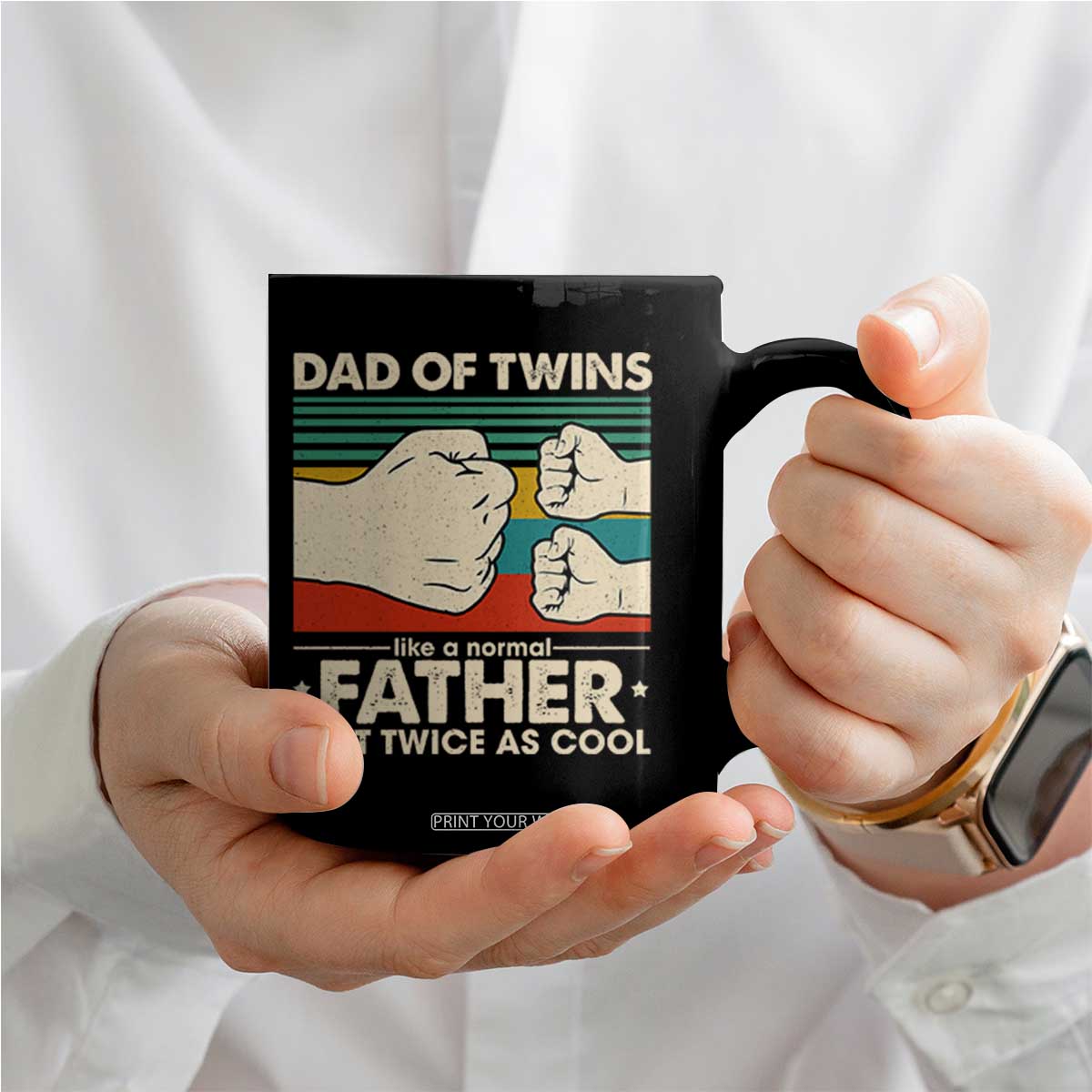 Retro Twin Dad Coffee Mug Like A Normal But Just Twice As Cool TS10 Print Your Wear