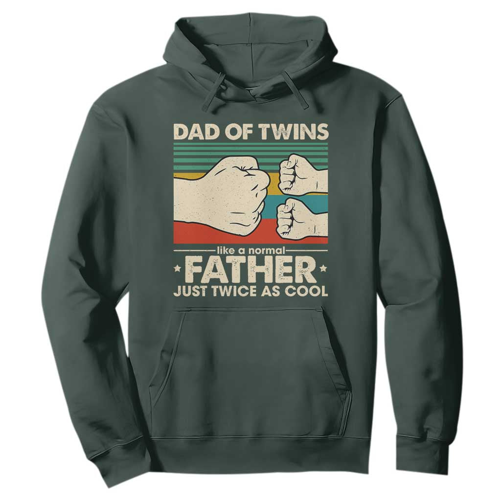 Retro Twin Dad Hoodie Like A Normal But Just Twice As Cool TS10 Dark Forest Green Print Your Wear