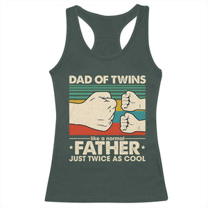 Retro Twin Dad Racerback Tank Top Like A Normal But Just Twice As Cool TS10 Dark Forest Green Print Your Wear