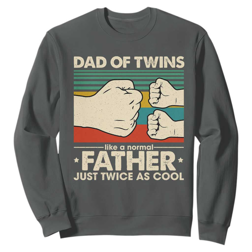 Retro Twin Dad Sweatshirt Like A Normal But Just Twice As Cool TS10 Dark Heather Print Your Wear