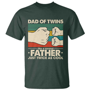 Retro Twin Dad T Shirt Like A Normal But Just Twice As Cool TS10 Dark Forest Green Print Your Wear