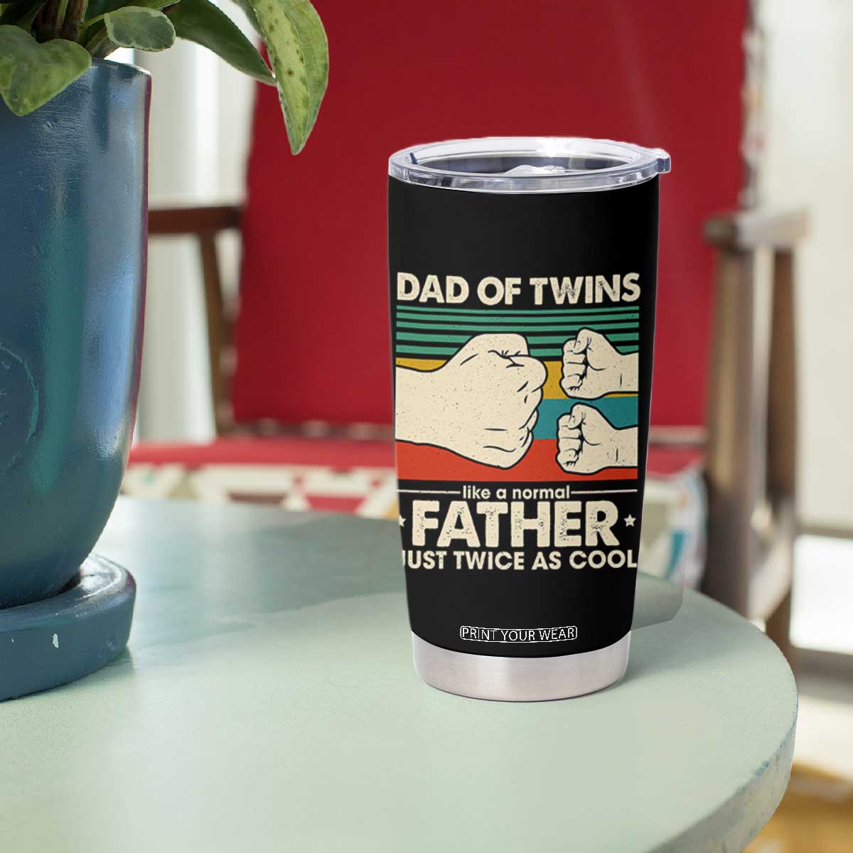 Retro Twin Dad Tumbler Cup Like A Normal But Just Twice As Cool TS10 Print Your Wear