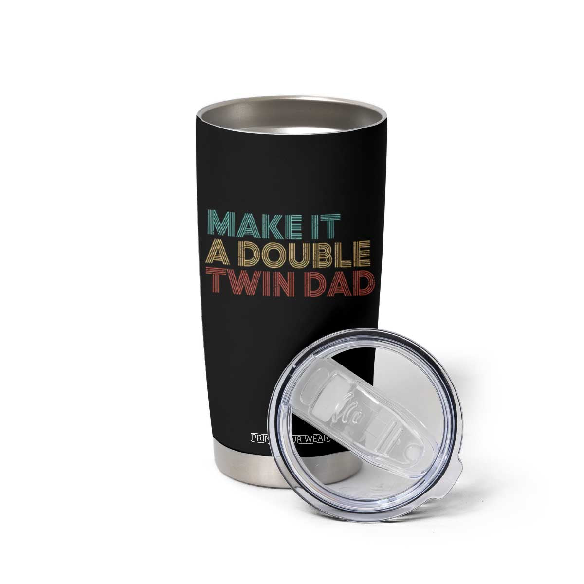 Retro Twin Dad Tumbler Cup Make It A Double Funny Fathers Day TS10 Print Your Wear