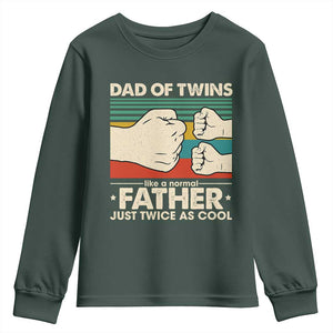 Retro Twin Dad Youth Sweatshirt Like A Normal But Just Twice As Cool TS10 Dark Forest Green Print Your Wear