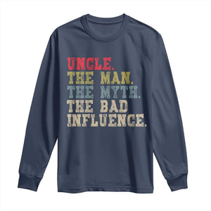 Retro Uncle Long Sleeve Shirt Best Funny Uncle Fathers Day TS10 Navy Print Your Wear