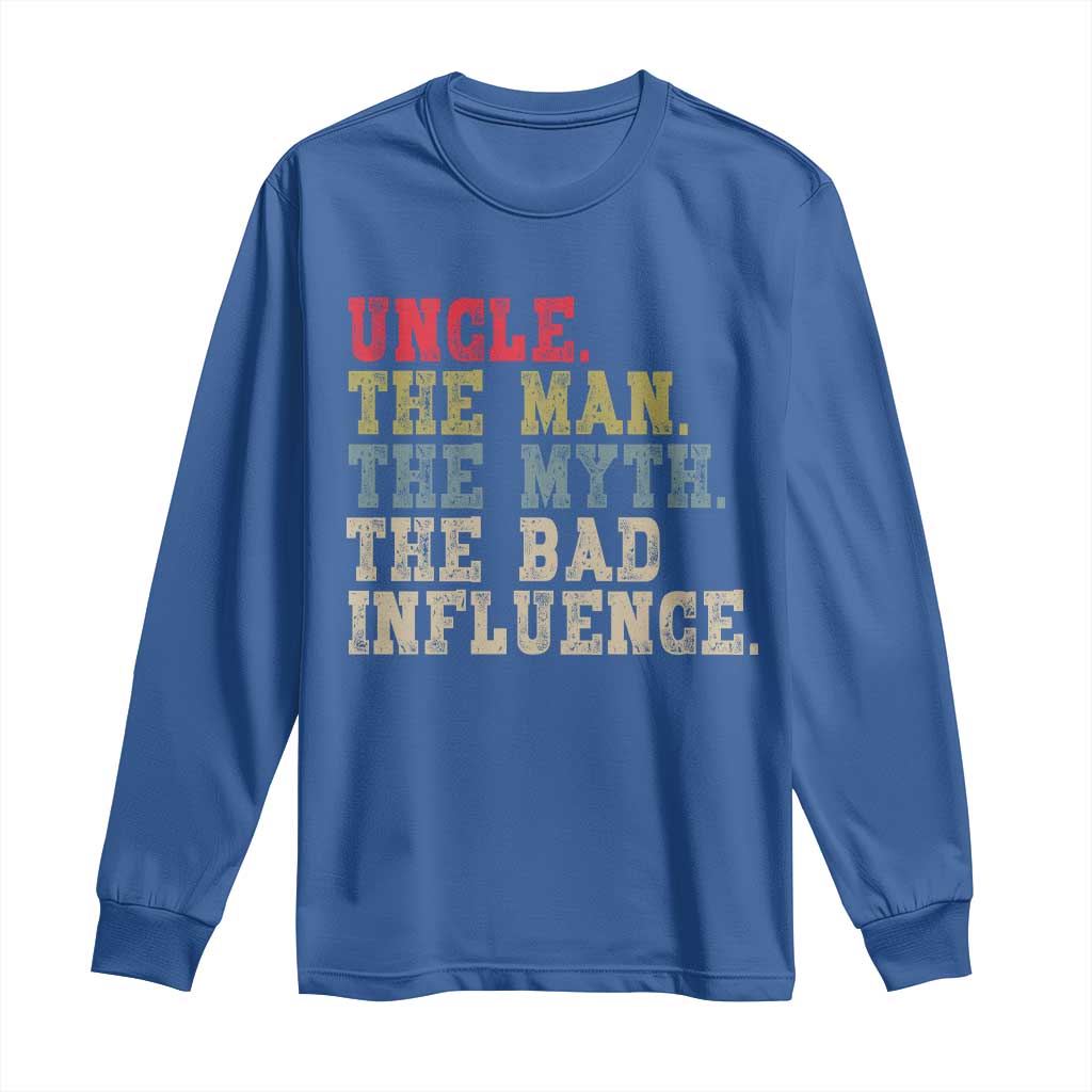 Retro Uncle Long Sleeve Shirt Best Funny Uncle Fathers Day TS10 Royal Blue Print Your Wear