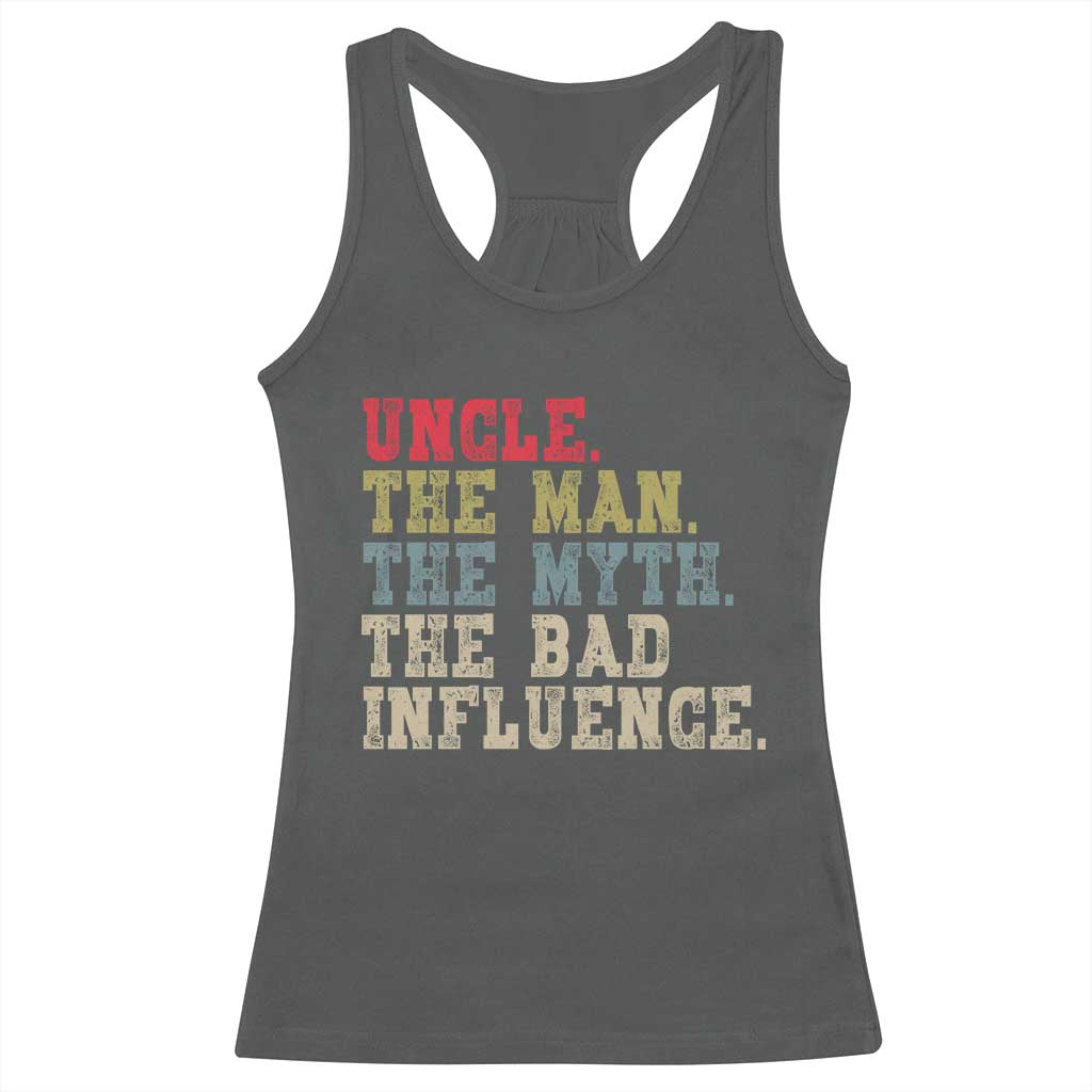 Retro Uncle Racerback Tank Top Best Funny Uncle Fathers Day TS10 Dark Heather Print Your Wear