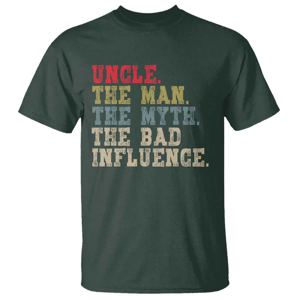 Retro Uncle T Shirt Best Funny Uncle Fathers Day TS10 Dark Forest Green Print Your Wear