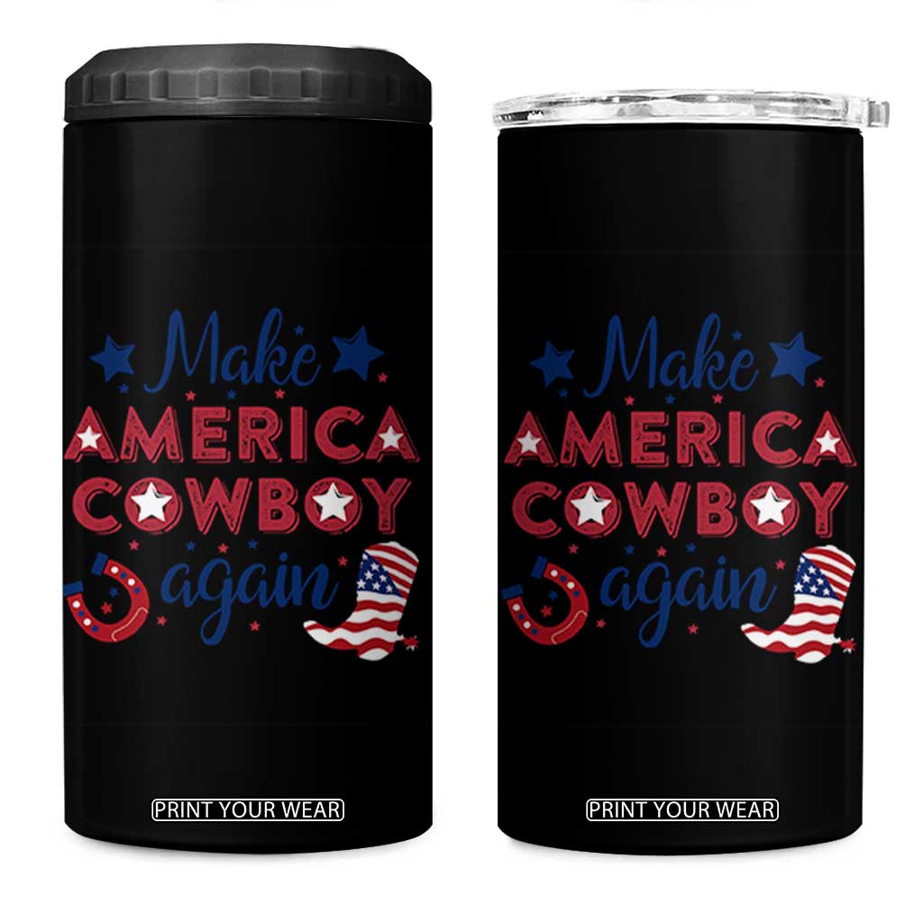 Retro Western Cowboys 4 in 1 Can Cooler Tumbler Make America A Cowboy Again Country Lifestyle Rodeo TS02 One Size: 16 oz Black Print Your Wear