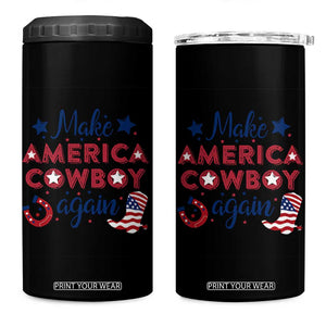 Retro Western Cowboys 4 in 1 Can Cooler Tumbler Make America A Cowboy Again Country Lifestyle Rodeo TS02 One Size: 16 oz Black Print Your Wear