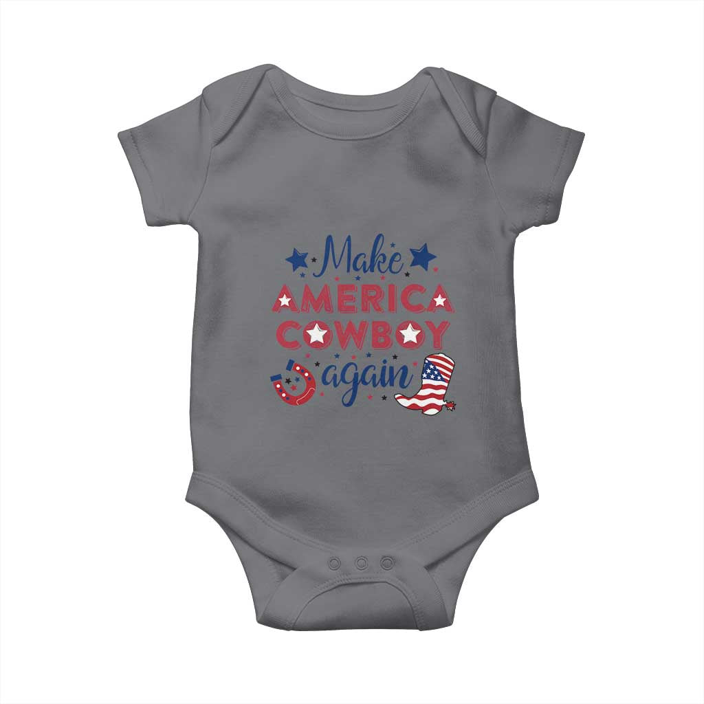 Retro Western Cowboys Baby Onesie Make America A Cowboy Again Country Lifestyle Rodeo TS02 Charcoal Print Your Wear