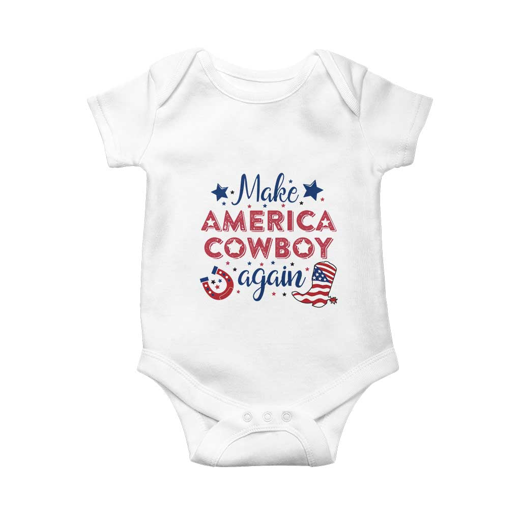 Retro Western Cowboys Baby Onesie Make America A Cowboy Again Country Lifestyle Rodeo TS02 White Print Your Wear