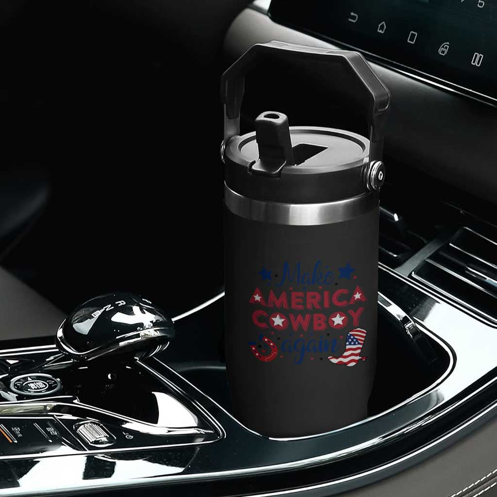 Retro Western Cowboys Flip Straw Tumbler Make America A Cowboy Again Country Lifestyle Rodeo TS02 Print Your Wear