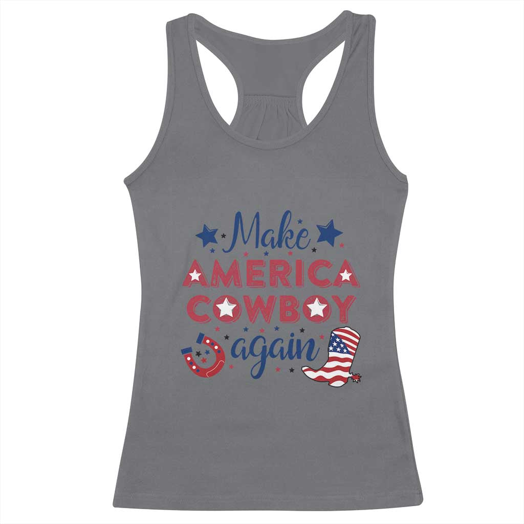 Retro Western Cowboys Racerback Tank Top Make America A Cowboy Again Country Lifestyle Rodeo TS02 Charcoal Print Your Wear