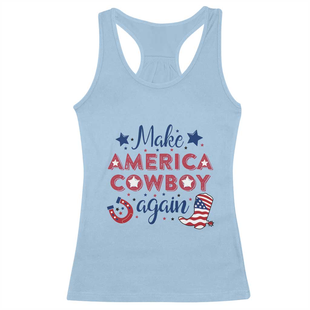Retro Western Cowboys Racerback Tank Top Make America A Cowboy Again Country Lifestyle Rodeo TS02 Light Blue Print Your Wear