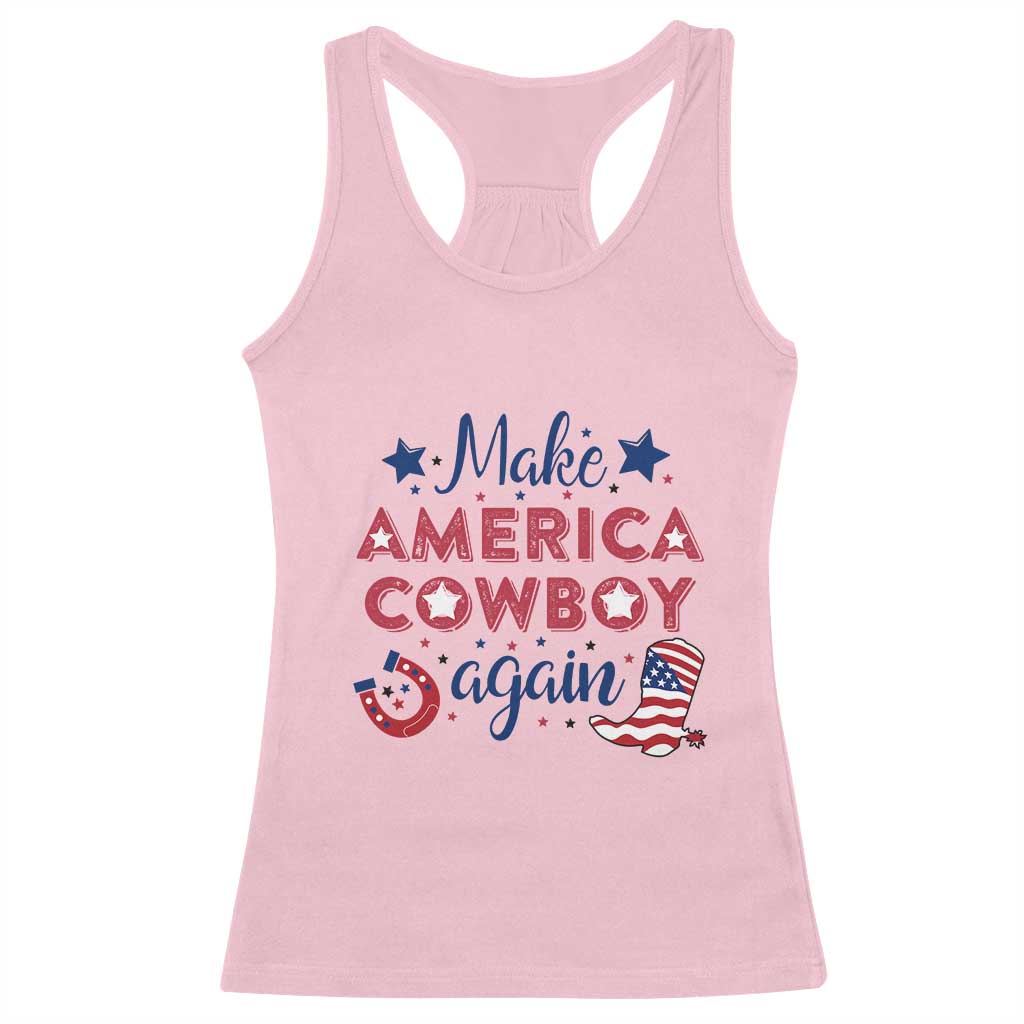 Retro Western Cowboys Racerback Tank Top Make America A Cowboy Again Country Lifestyle Rodeo TS02 Light Pink Print Your Wear