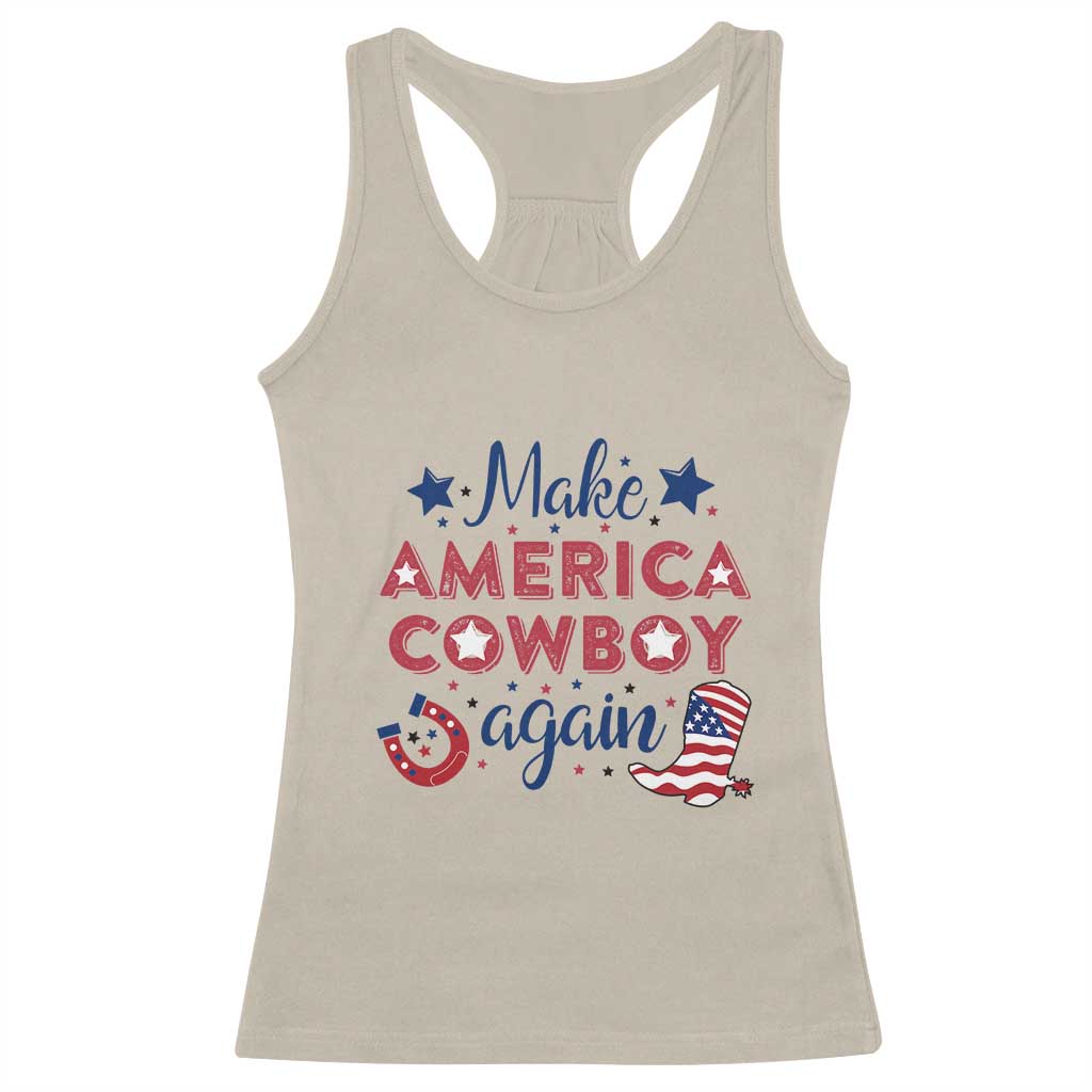 Retro Western Cowboys Racerback Tank Top Make America A Cowboy Again Country Lifestyle Rodeo TS02 Sand Print Your Wear