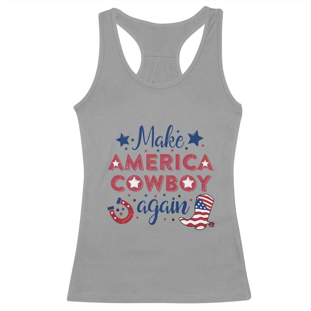 Retro Western Cowboys Racerback Tank Top Make America A Cowboy Again Country Lifestyle Rodeo TS02 Sport Gray Print Your Wear