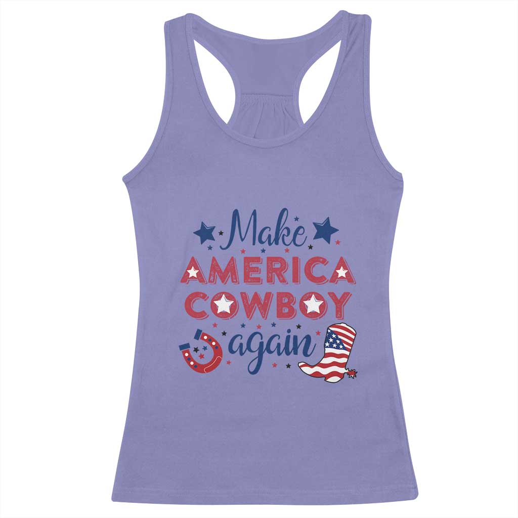 Retro Western Cowboys Racerback Tank Top Make America A Cowboy Again Country Lifestyle Rodeo TS02 Violet Print Your Wear