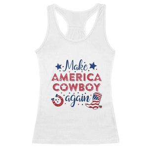 Retro Western Cowboys Racerback Tank Top Make America A Cowboy Again Country Lifestyle Rodeo TS02 White Print Your Wear