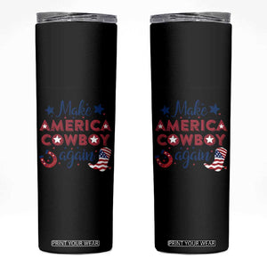 Retro Western Cowboys Skinny Tumbler Make America A Cowboy Again Country Lifestyle Rodeo TS02 Black Print Your Wear