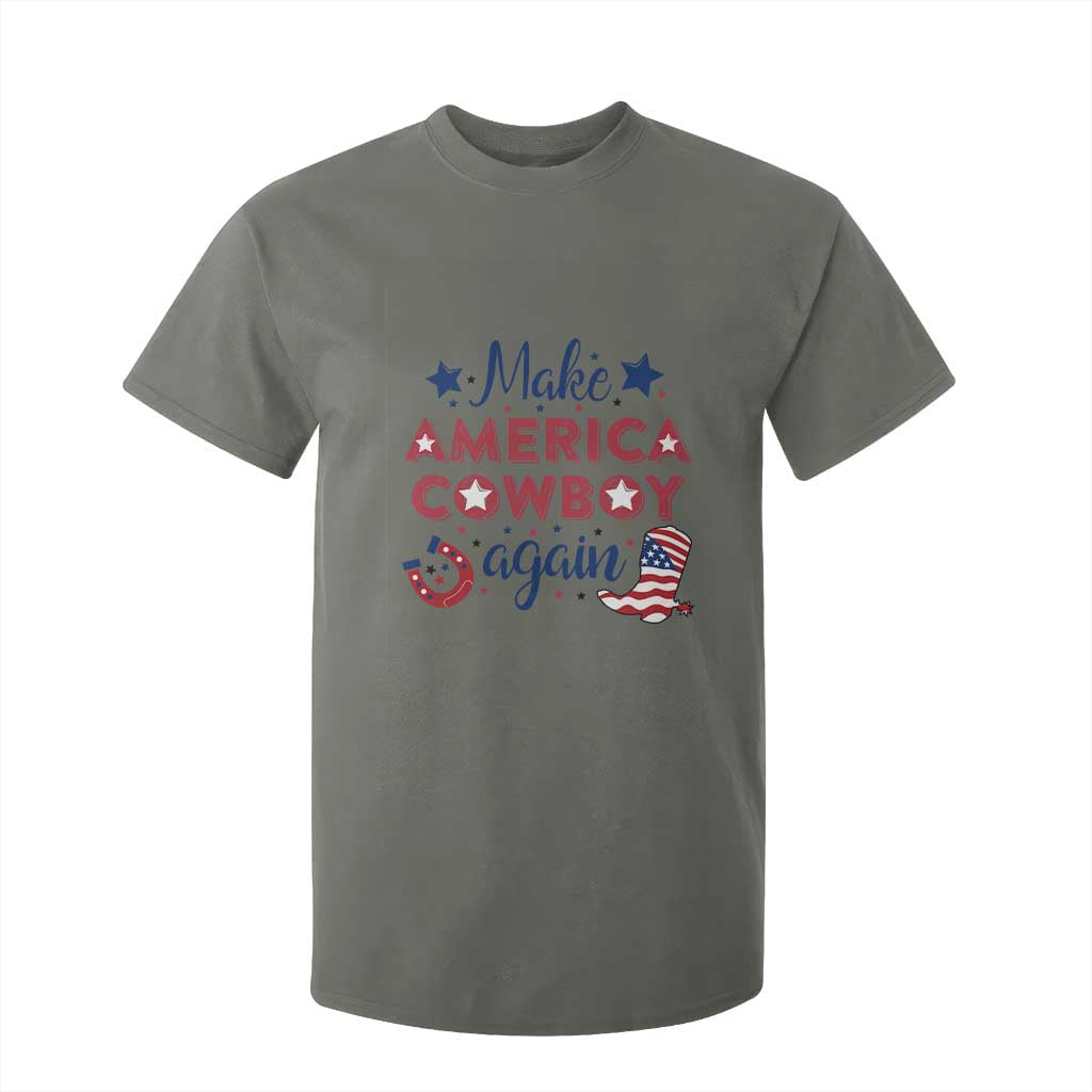 Retro Western Cowboys T Shirt For Kid Make America A Cowboy Again Country Lifestyle Rodeo TS02 Military Green Print Your Wear