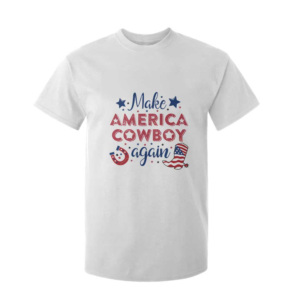 Retro Western Cowboys T Shirt For Kid Make America A Cowboy Again Country Lifestyle Rodeo TS02 White Print Your Wear