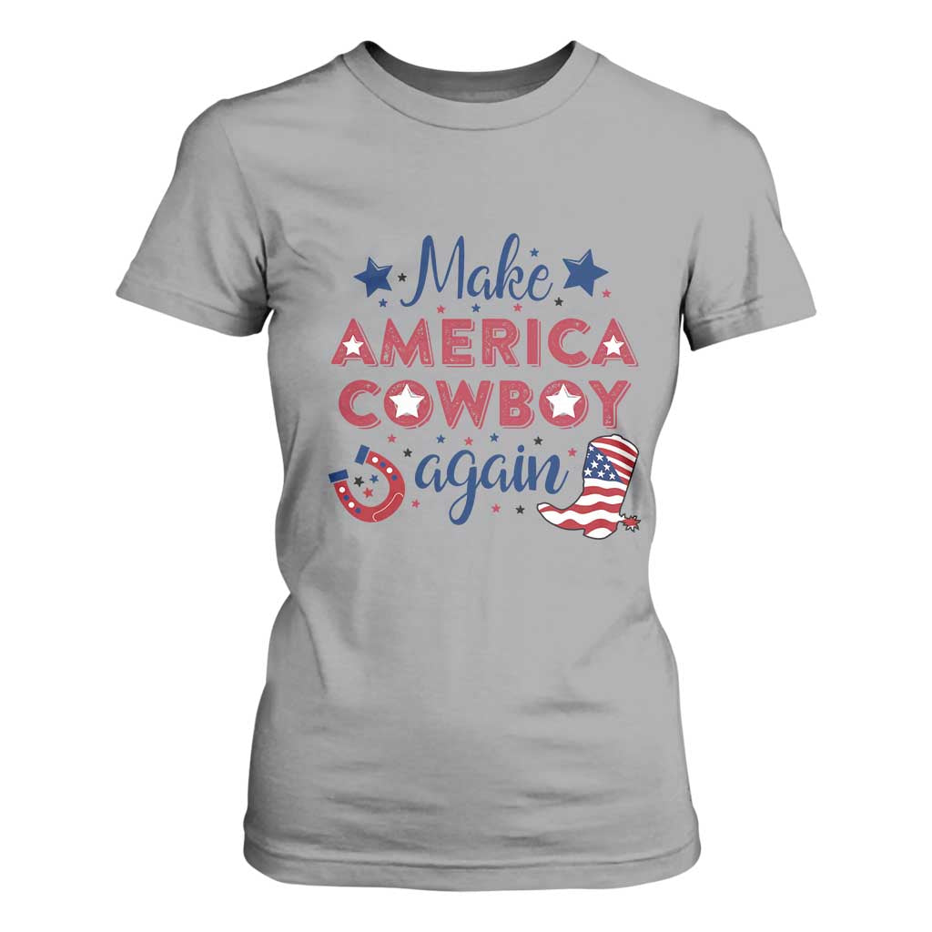Retro Western Cowboys T Shirt For Women Make America A Cowboy Again Country Lifestyle Rodeo TS02 Sport Gray Print Your Wear