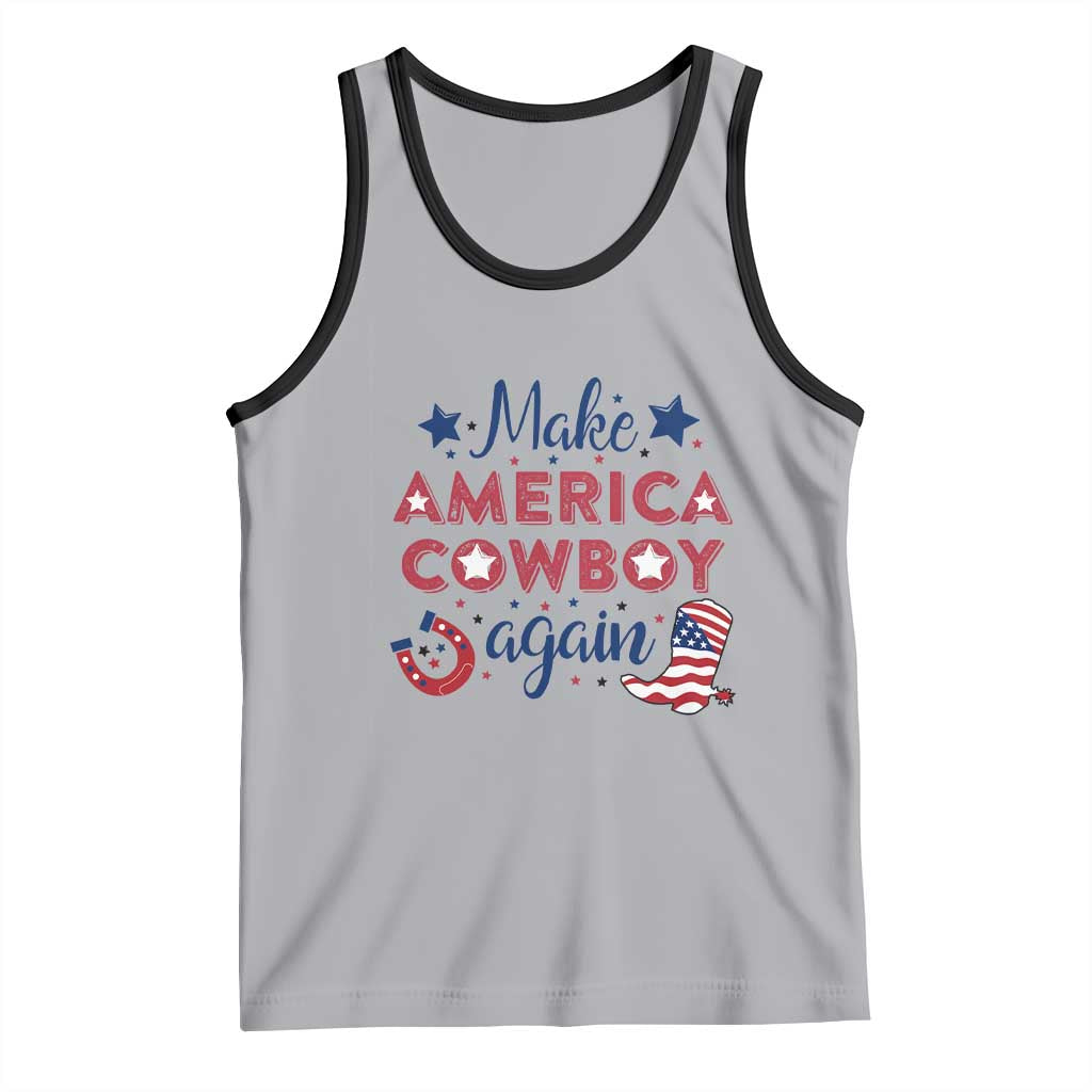 Retro Western Cowboys Tank Top Make America A Cowboy Again Country Lifestyle Rodeo TS02 Athletic Heather Black Print Your Wear