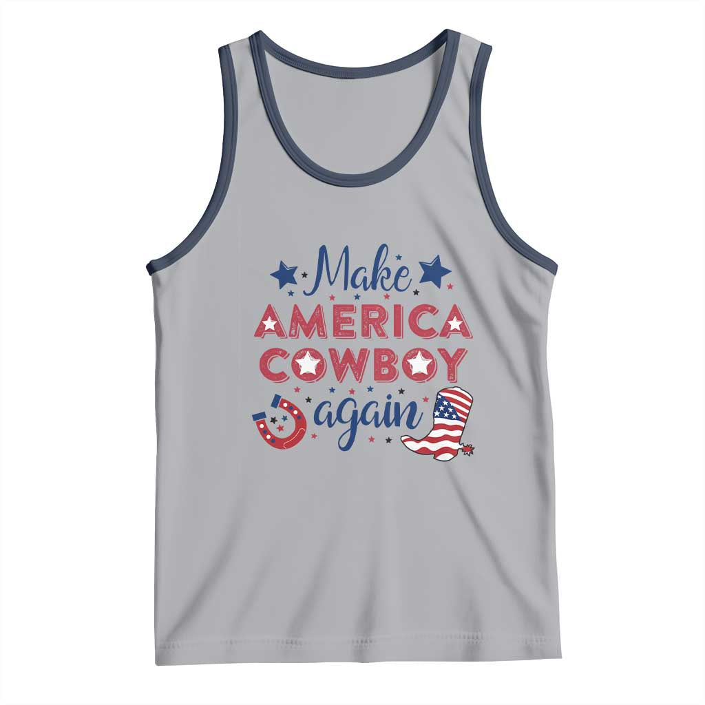 Retro Western Cowboys Tank Top Make America A Cowboy Again Country Lifestyle Rodeo TS02 Athletic Heather Navy Print Your Wear