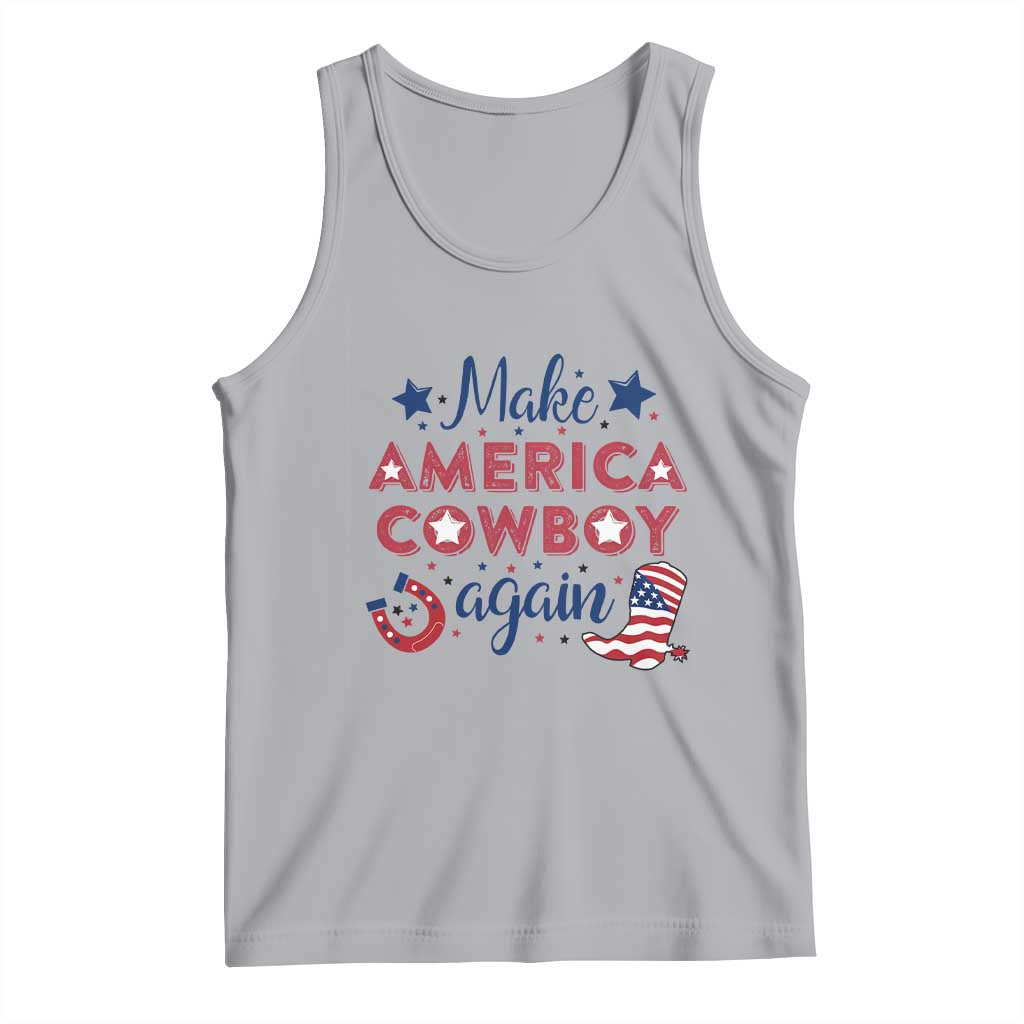 Retro Western Cowboys Tank Top Make America A Cowboy Again Country Lifestyle Rodeo TS02 Athletic Heather Print Your Wear