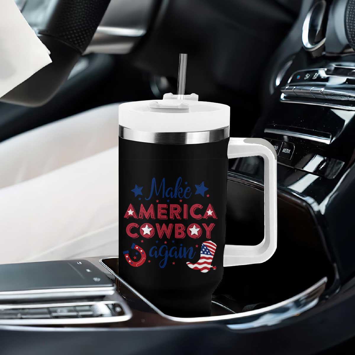 Retro Western Cowboys Tumbler With Handle Make America A Cowboy Again Country Lifestyle Rodeo TS02 Print Your Wear