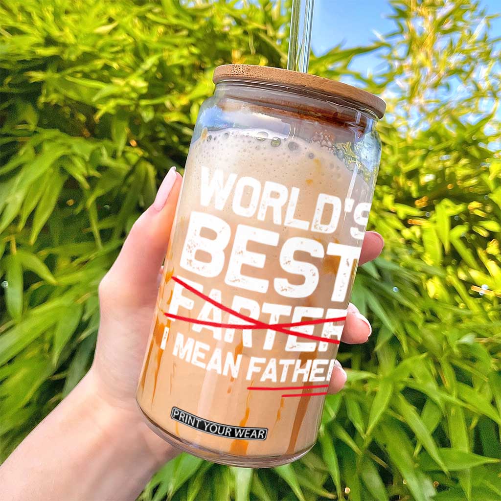 Retro World's Best Farter I Mean Father Glass Can Funny Best Dad TS10 Print Your Wear