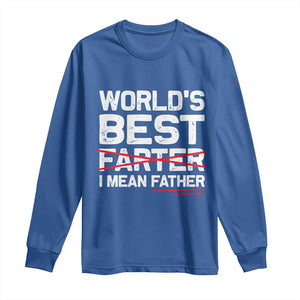 Retro World's Best Farter I Mean Father Long Sleeve Shirt Funny Best Dad TS10 Royal Blue Print Your Wear