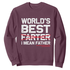 Retro World's Best Farter I Mean Father Sweatshirt Funny Best Dad TS10 Maroon Print Your Wear