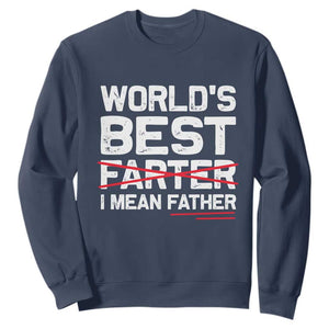 Retro World's Best Farter I Mean Father Sweatshirt Funny Best Dad TS10 Navy Print Your Wear